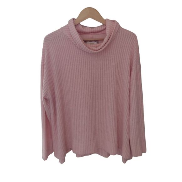 Anthropologie Sweaters - Anthropologie Maeve Ribbed Cowl Neck Sweater Large Pink Oversized